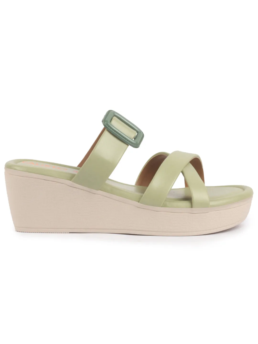 Women Platform Wedge Heel Open Toe Sandals Height Enhancer Criss Cross Strap Slip-On Sandal
