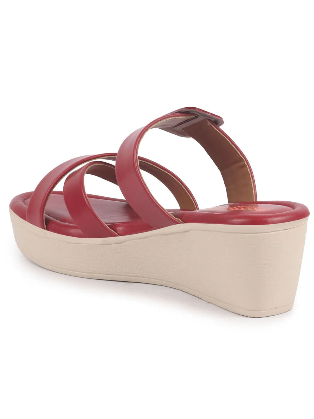 Women Platform Wedge Heel Open Toe Sandals Height Enhancer Criss Cross Strap Slip-On Sandal