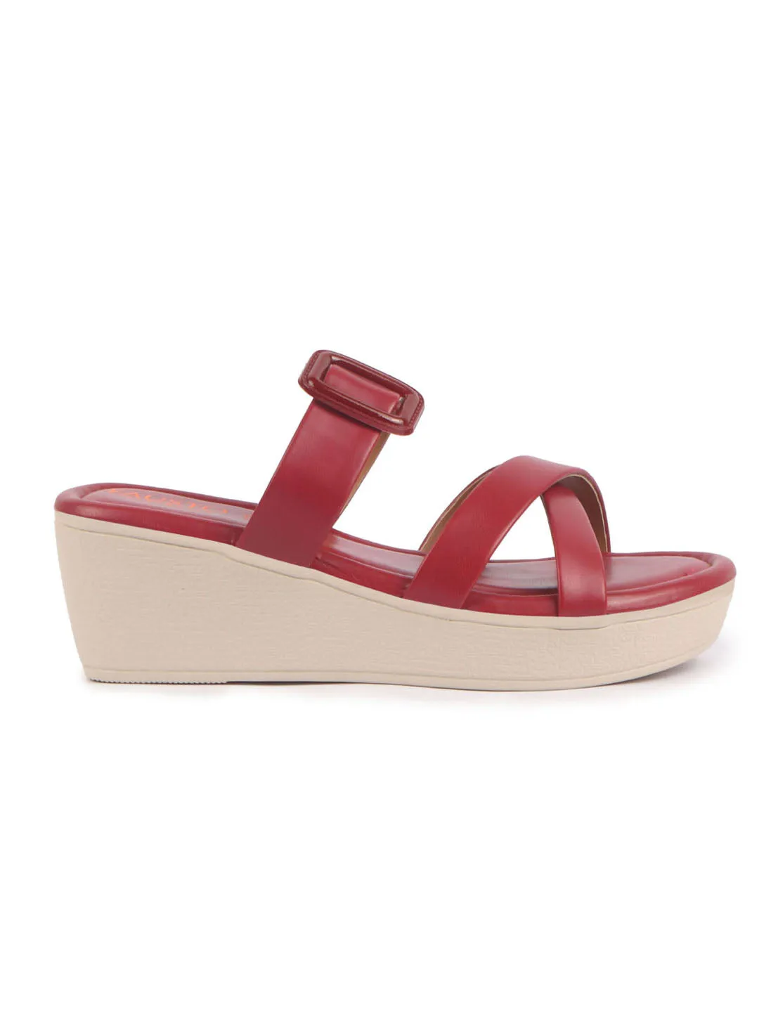 Women Platform Wedge Heel Open Toe Sandals Height Enhancer Criss Cross Strap Slip-On Sandal
