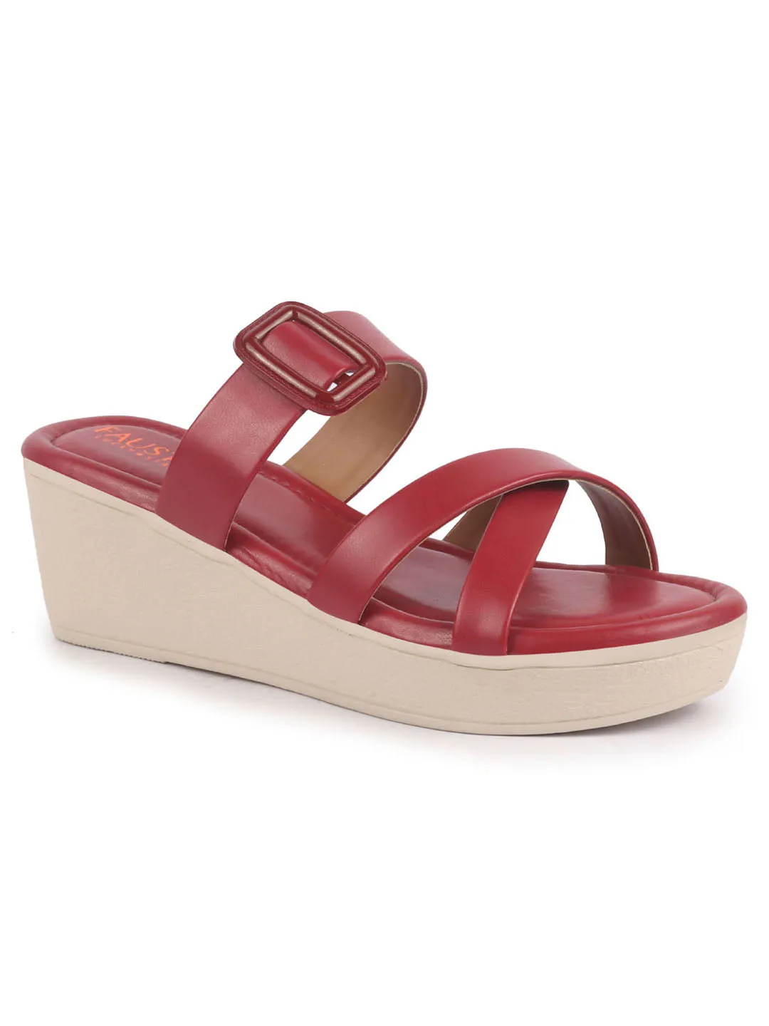 Women Platform Wedge Heel Open Toe Sandals Height Enhancer Criss Cross Strap Slip-On Sandal