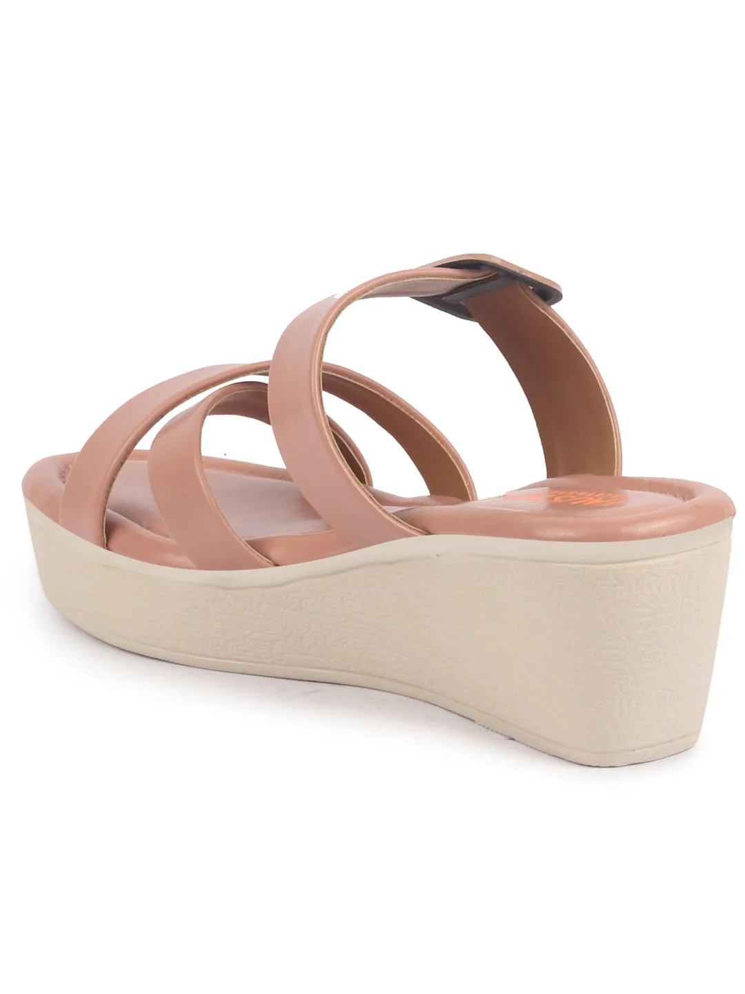 Women Platform Wedge Heel Open Toe Sandals Height Enhancer Criss Cross Strap Slip-On Sandal