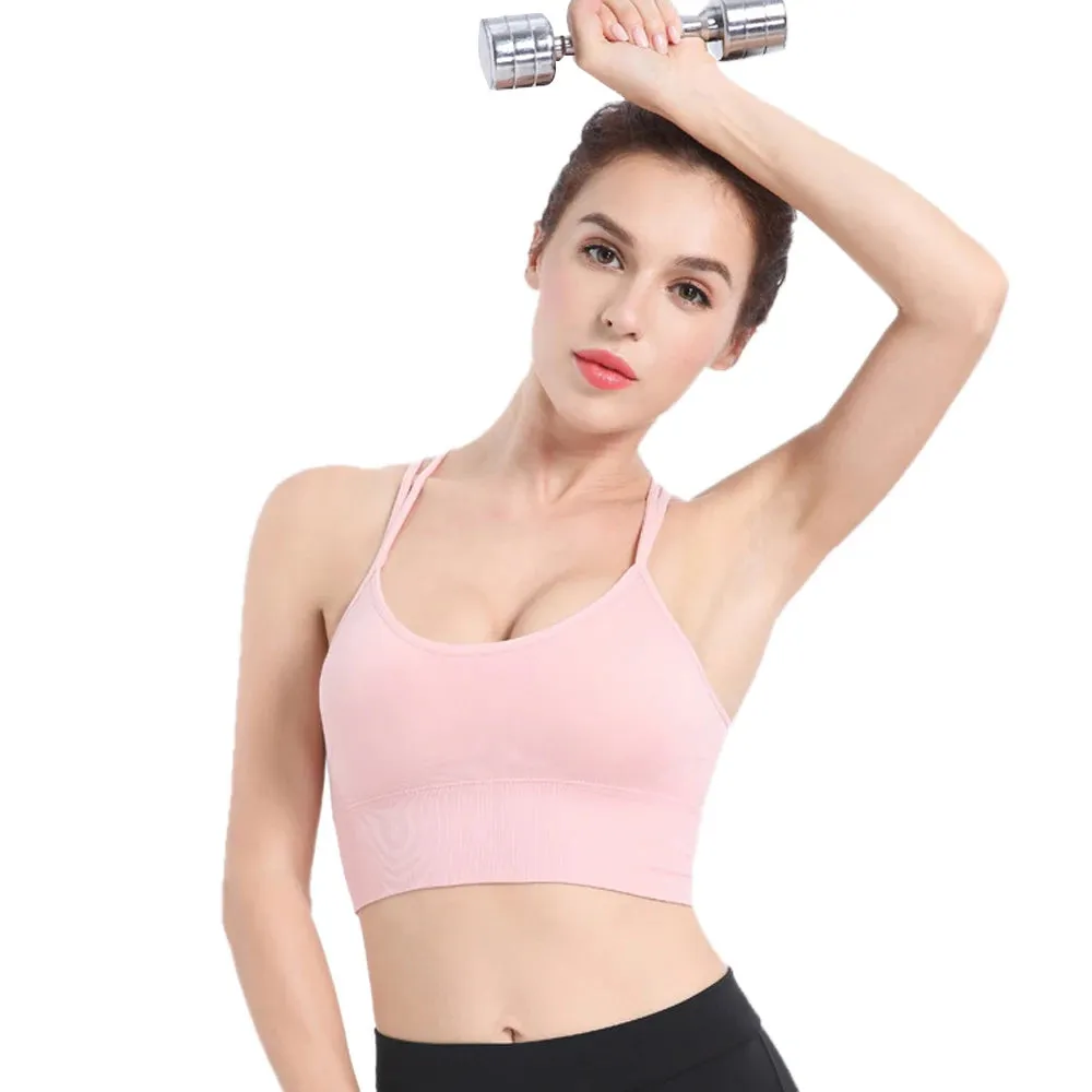 Women Strappy Sports Bras - Seamless Criss Cross Back Top