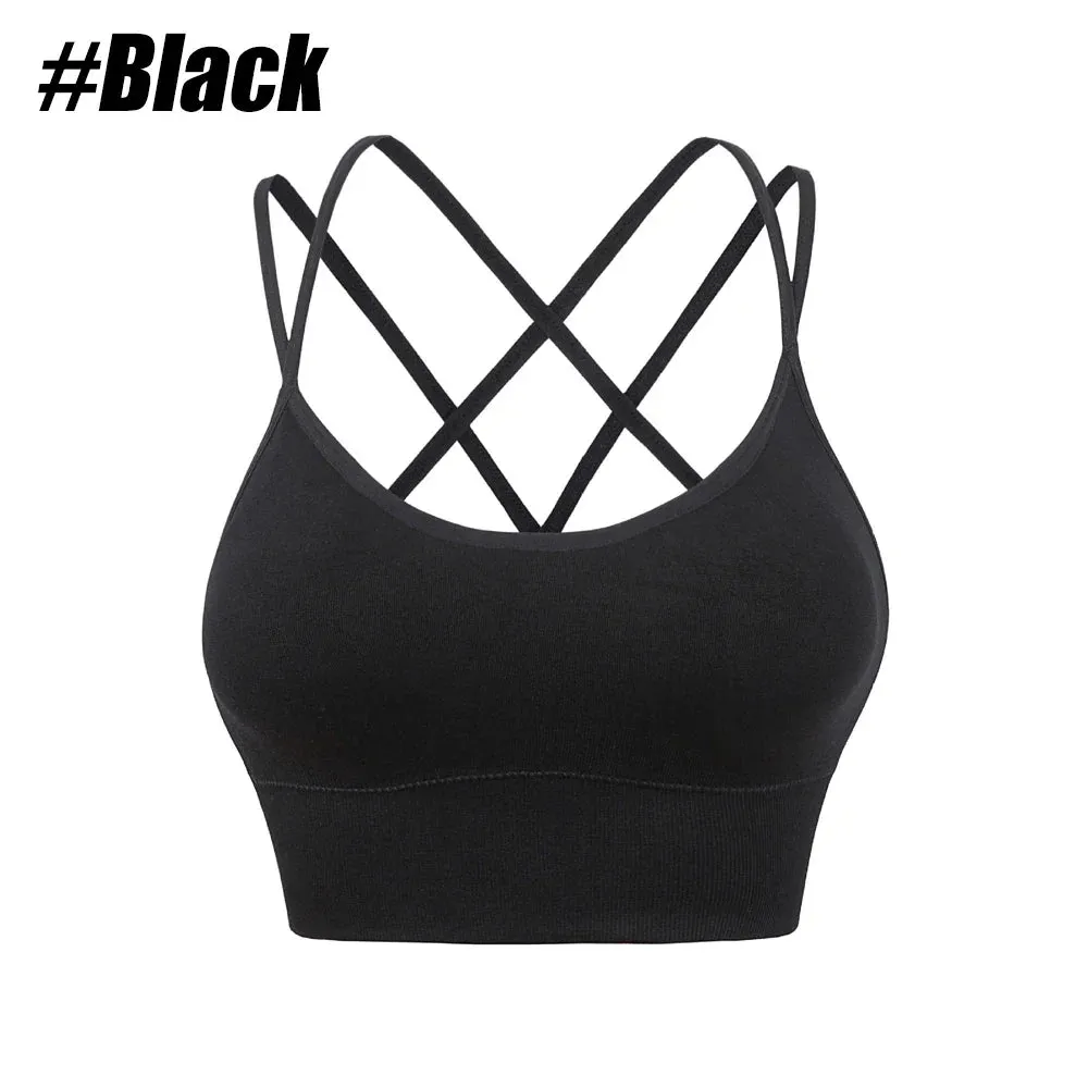 Women Strappy Sports Bras - Seamless Criss Cross Back Top