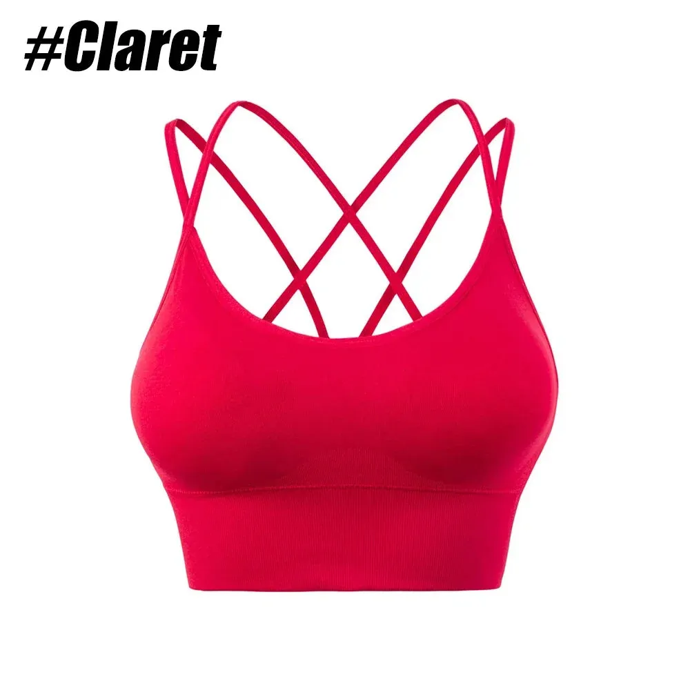 Women Strappy Sports Bras - Seamless Criss Cross Back Top