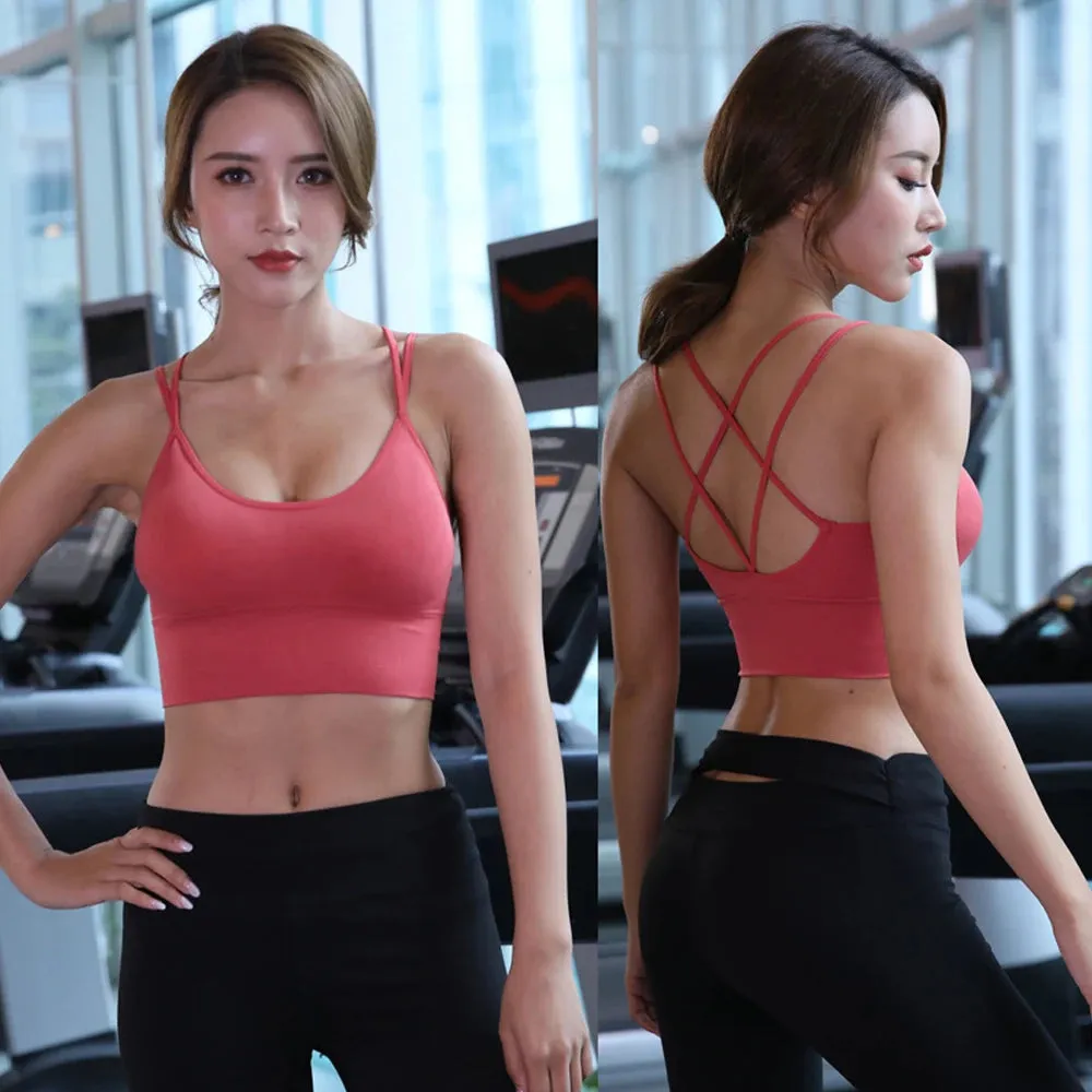 Women Strappy Sports Bras - Seamless Criss Cross Back Top