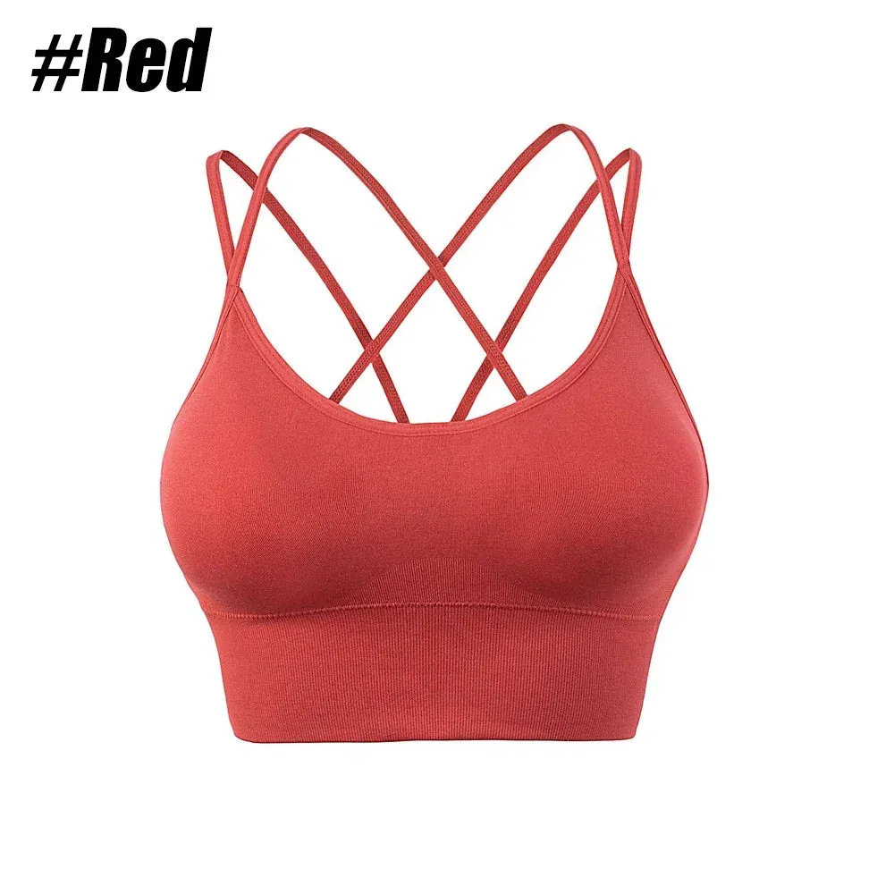 Women Strappy Sports Bras - Seamless Criss Cross Back Top