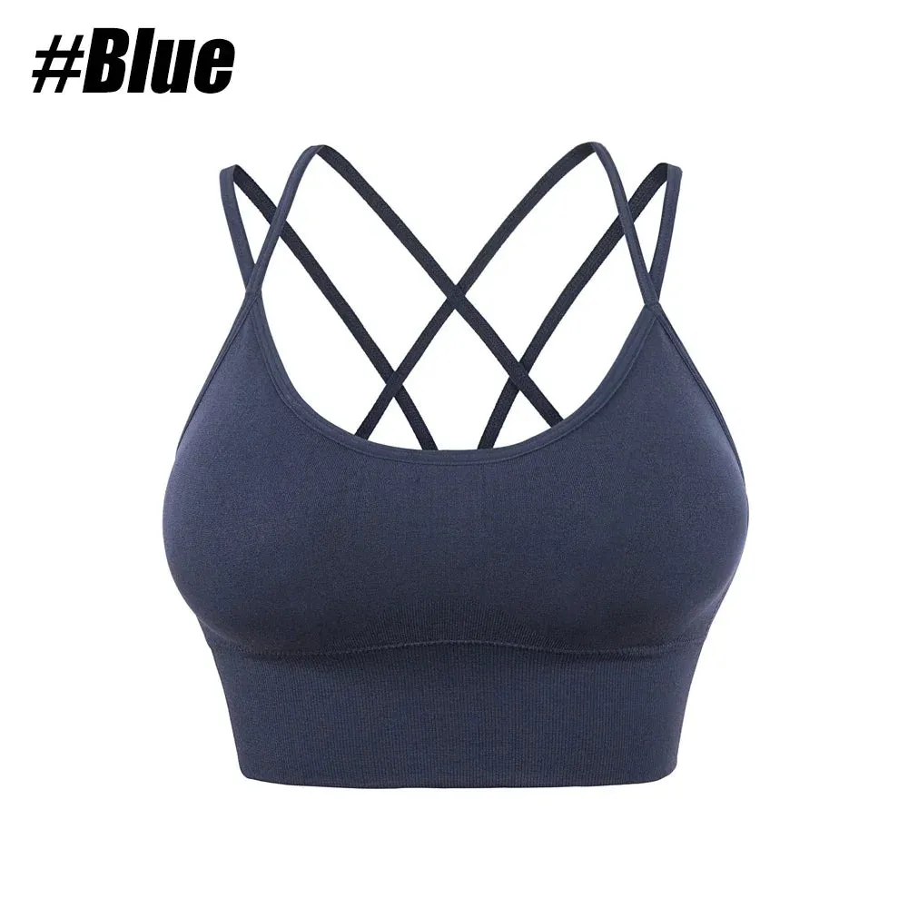 Women Strappy Sports Bras - Seamless Criss Cross Back Top