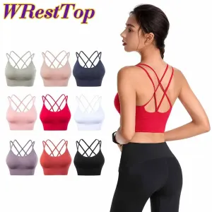 Women Strappy Sports Bras - Seamless Criss Cross Back Top