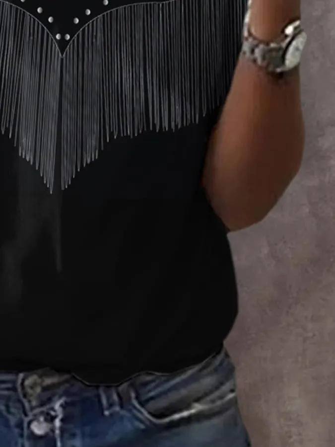 Women's Retro Western Style Printed Casual T-Shirt