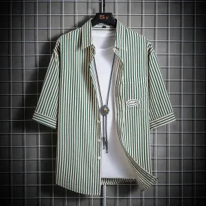 ZephyrLine Sommer Dünnes Herren Gestreiftes Slim-Fit-Hemd
