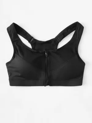 Zipper Front Racerback Sports Bra